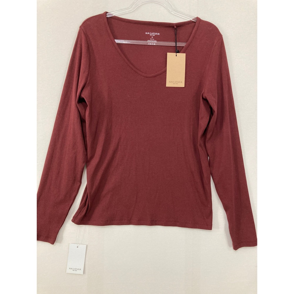 New M.M. Lafleur The Marcia T-Shirt XL Organic Ribbed Pima‎ Cotton in Cranberry
